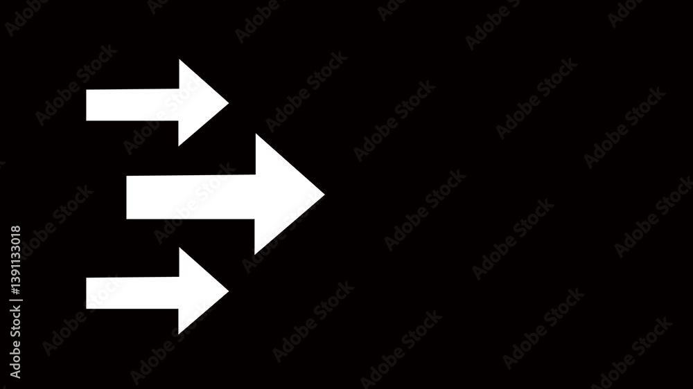 Poster abstract arrow icon animation on black background. 4k animation.