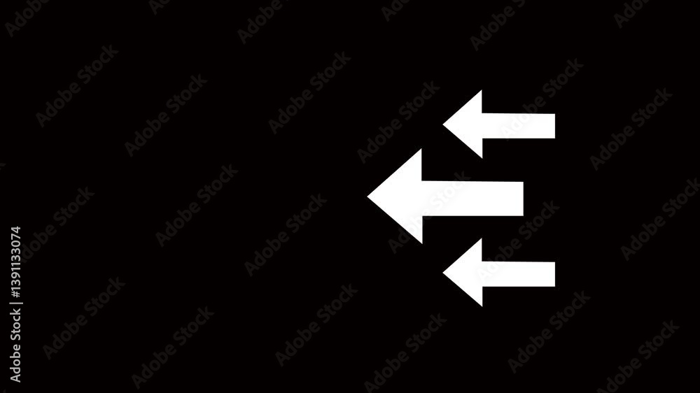 Poster abstract arrow icon animation on black background. 4k animation.