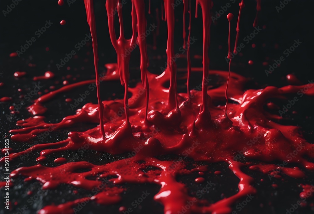 Poster red paint is splattering black background creating abstract chaotic scene dripping grunge artistic i
