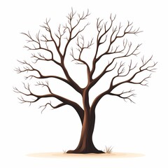 Leafless Tree Branches in a Desolate Woodland: Minimalist Nature Art Silhouette for Seasonal Decorative Design