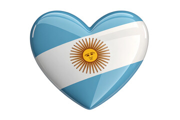 argentine flag in the Form of Heart isolated on transparent background, 3d rendering-generated by ai