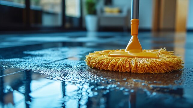 Cleaning action at home living room floor care indoor close-up view domestic hygiene