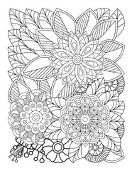 Zentangle Coloring Pages for adults. vector illustration of a flower