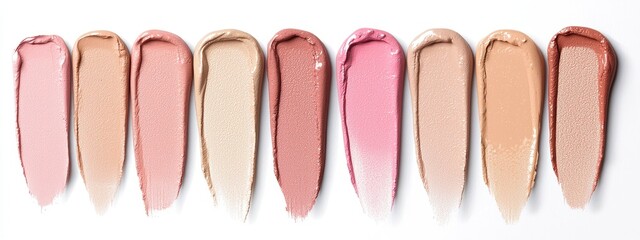 Pink and Beige Lipstick Swatches on White Background