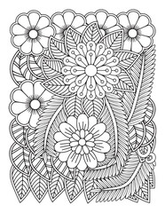 Fototapeta premium Zentangle Coloring Pages for adults. abstract floral background