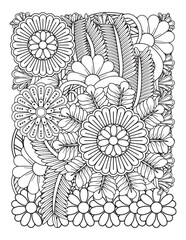 Zentangle Coloring Pages for adults. vector illustration of a flower