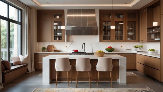elegant contemporary kitchen room interior 