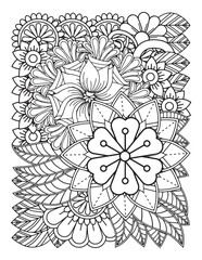 Zentangle Coloring Pages for adults. abstract floral background