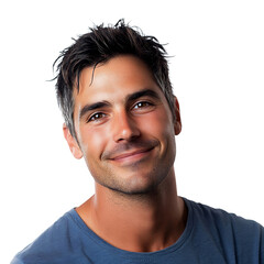 Obraz premium A Man with a Relaxed and Happy Expression Smiling Isolated on Transparent Background