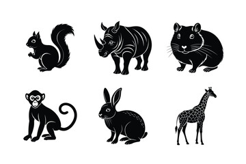 A set of domestic and wild animals
