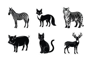 Obraz premium A set of domestic and wild animals