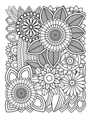 Zentangle Coloring Pages for adults. vector illustration of a floral background