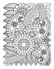 Zentangle Coloring Pages for adults. abstract floral ornament