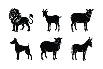 Obraz premium A set of domestic and wild animals