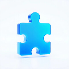 Obraz premium 3D Glass Puzzle Icon in Blue Color