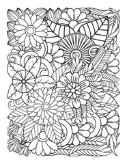 Zentangle Coloring Pages for adults. vector illustration of a flower
