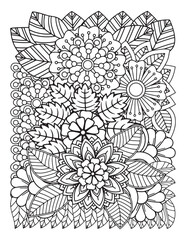 Zentangle Coloring Pages for adults. abstract floral background