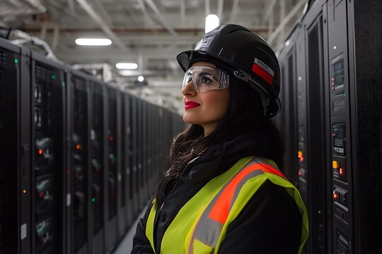 Woman Engineer in Server Room