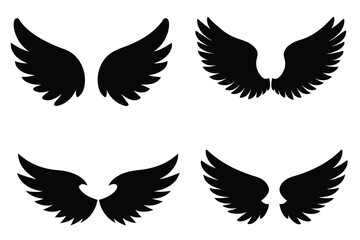 Angel wing silhouette vector set, Wing icon, Angel Wings SVG
