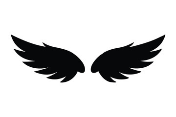 Angel Wing Silhouette Vector, Wing icon Vector