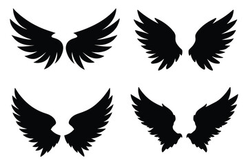 Angel wing silhouette vector set, Wing icon, Angel Wings SVG
