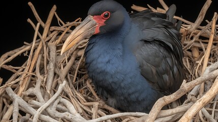 Obraz premium Bird in Nest, Close-up
