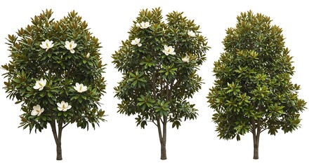 Obraz premium Three Magnolia Trees in Different Growth Stages