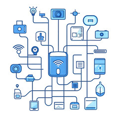 network of interconnected devices and technology symbols representing the concept of the internet of things (iot) and smart connectivity