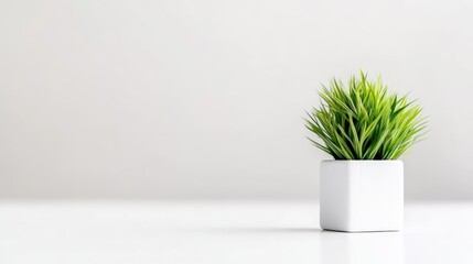 Minimalist desk plant in a white pot