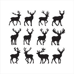 set of deer silhouettes