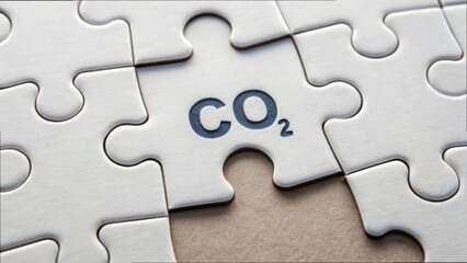 Fototapeta premium Carbon Dioxide Puzzle Piece Fitting into a Larger Conceptual Image