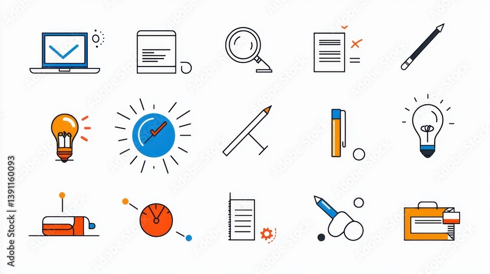 Aufkleber this image showcases a diverse set of icons that symbolize different aspects of business technology 
