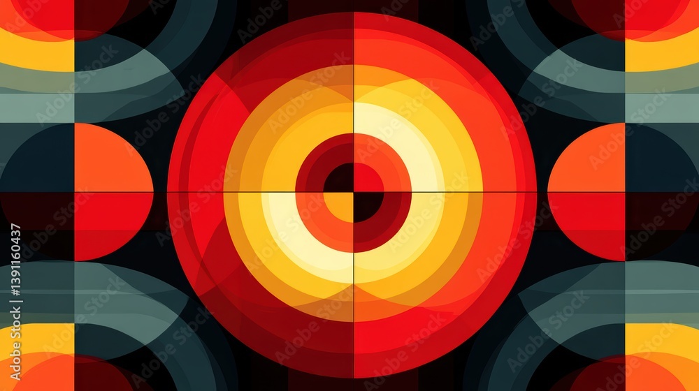 Aufkleber dynamic interplay of red and yellow hues in abstract pattern, a visual masterpiece of energetic colo
