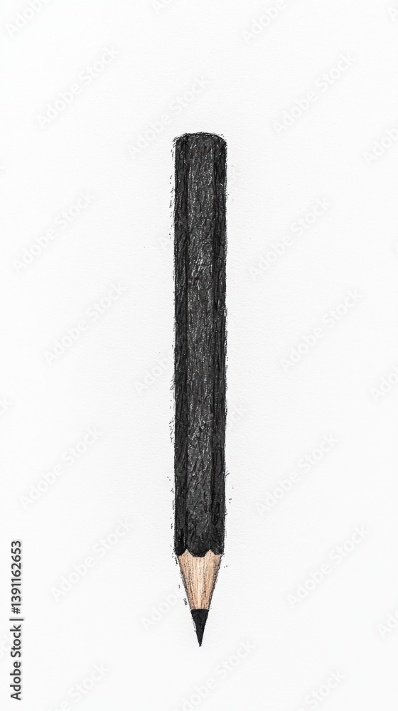 Aufkleber A simple image of a black pencil standing upright against a white background, showcasing its sharp tip and textured surface.
