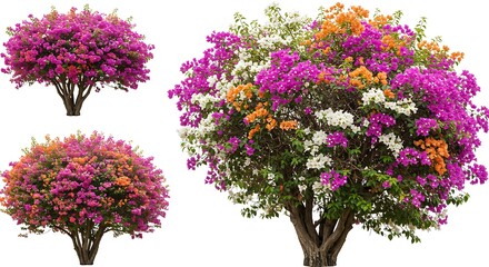 Obraz premium Vibrant Bougainvillea Trees: A Collection of Colorful Blossoms