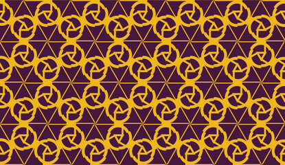 Vector illustration with pattern in triangles style. Curved line. Decorative design for For interior wallpaper, smart design, fashion print. Purple, orange color. Seamless