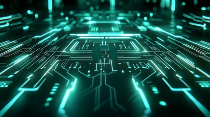 A futuristic illuminated circuit board with glowing digital pathways