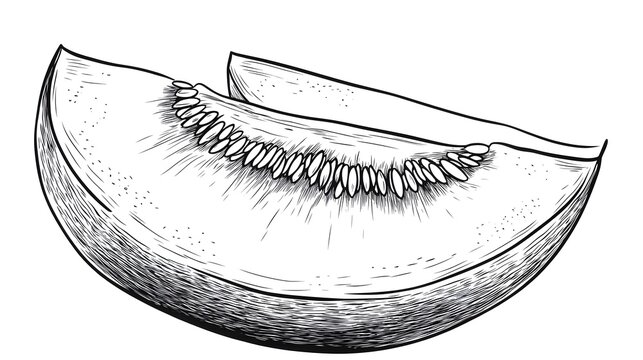 recommend clip art: Illustrative line art of cantaloupe melon food illustration artistic design