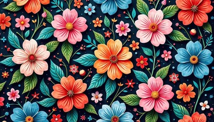 Intricate floral design, repeating seamlessly , botanical, blossom, wallpaper