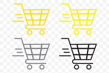 Shopping cart icon set, Full and empty shopping cart symbol, shop and sale, vector illustration.