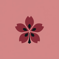 Logo Abstract Illustration of a Sakura Cherry Blossom Flower, in a Dark Color Scheme