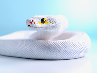 Fototapeta premium Striking full body 3d illustration of an adorable albino python with a single yellow eye and shiny white scales