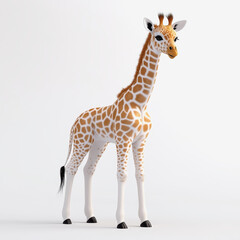 Fototapeta premium Delightful baby giraffe captured in a captivating 3d illustration showcasing its unique characteristics and playful spirit