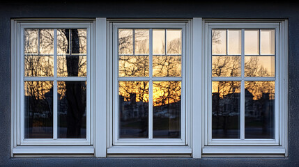 Glass window divided evenly into four soft lights out