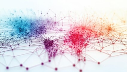 An Abstract Global Network Background Featuring Blurred Nodes Connected by Lines, Transitioning from Blue to Red Gradient, Representing International Digital Connections and Data Transfer.