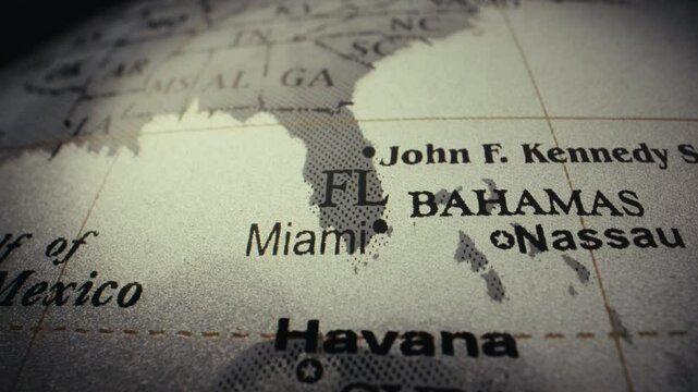 Map of USA, Florida, Miami