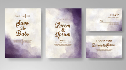 Wedding invitation with abstract splash watercolor