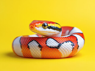 Fototapeta premium Eye-catching 3d illustration of a coral snake in a colorful design showcasing its unique features for stock use