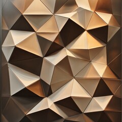 Abstract geometric pattern of interlocking triangles.  A three-dimensional effect is created by varying light and shadow across the multifaceted surface
