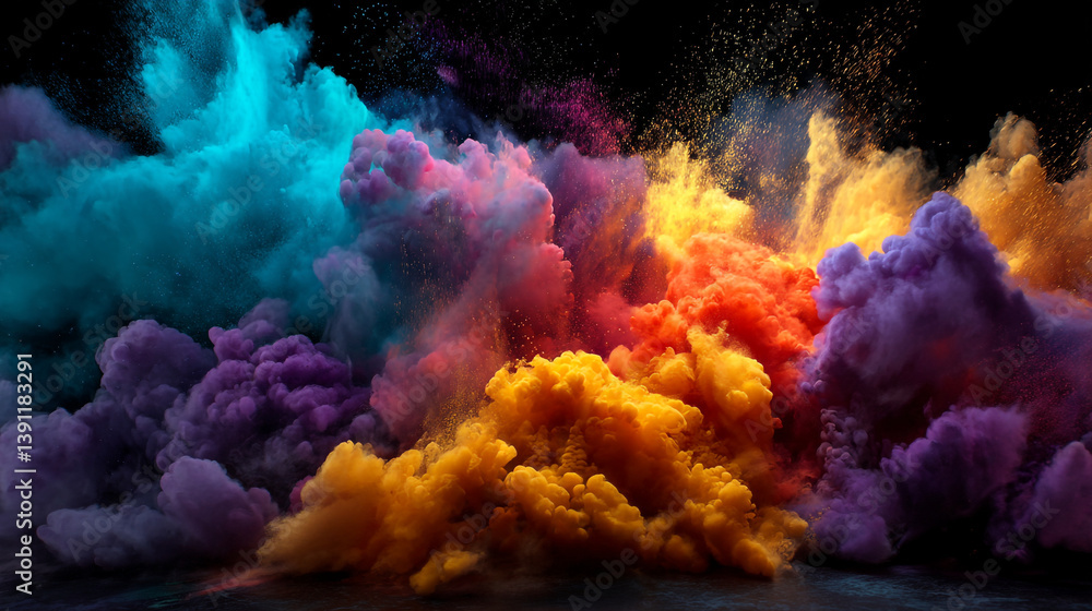 Aufkleber colorful smoke clouds with a dark background creating an abstract and vibrant composition view